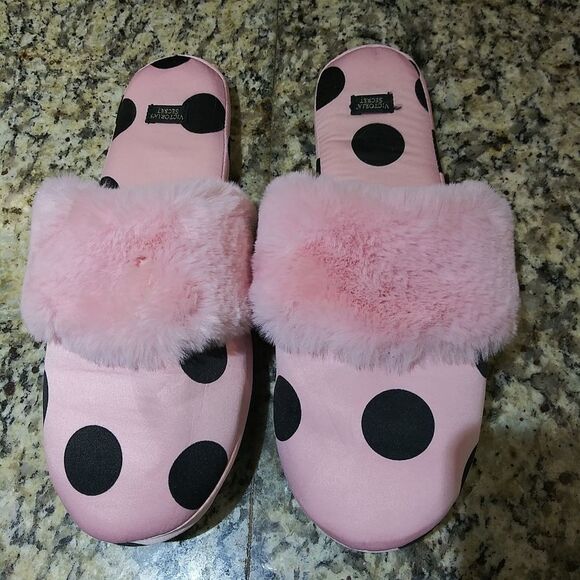 Victoria's Secret Satin Polka Dot Slippers - Picture 4 of 7
